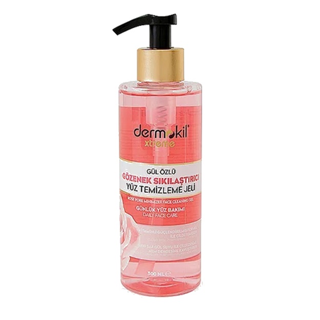 Atirgul bilan tozalovchi va ko‘zalarni toraytiruvchi yuz jeli Dermokil, 300 ml