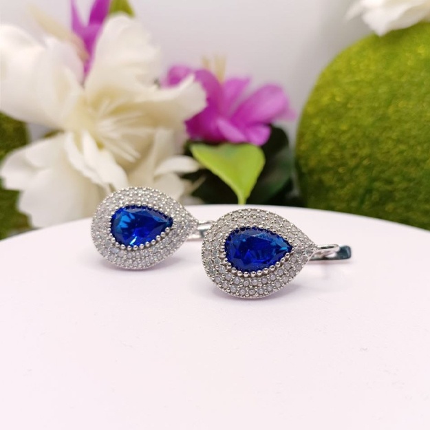 Rodiy bilan qoplangan ajoyib 925 sterling kumush sirg‘alar ART 1026