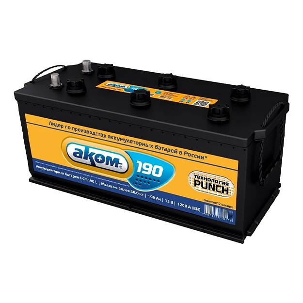 Аккумулятор для грузовиков Akom 6 CT-190L190 Ah 1200 A 12V