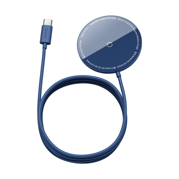 Simsiz zaryadlash qurilmasi Baseus Simple Mini Magnetic Wireless Charger 15W Moviy (WXJK-H03)