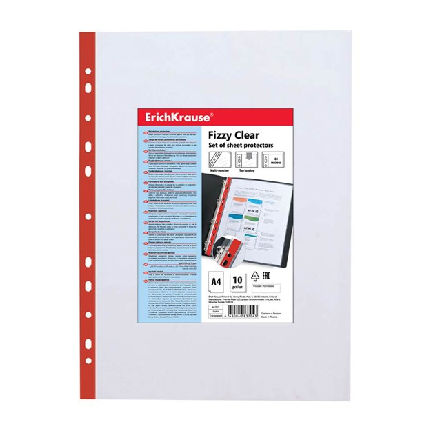 Plastik teshilgan fayllar to‘plami ErichKrause Fizzy Clear 40 mkm (46705)