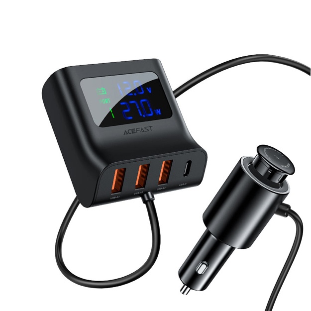 Avtomobil zaryadlovchi kontsentrator Acefast Fast Charge B8 90W (3xUSB-A+1xUSB-C)