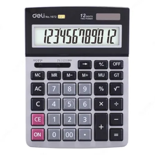 Kalkulyator 12 raqamli qora rang 18513537,5 Deli E1671