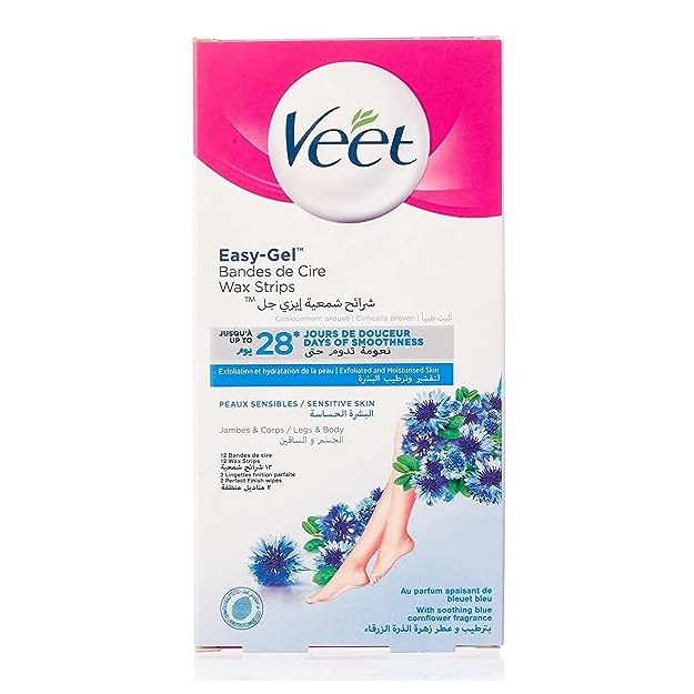Nozik teri uchun mumli chiziqlar Veet Easy-Gelwax