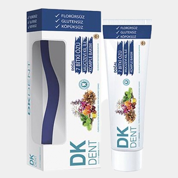 7 ta tabiiy o‘tlar ekstrakti bilan tish pastasi va cho‘tka to‘plami DK DENT 75 ml