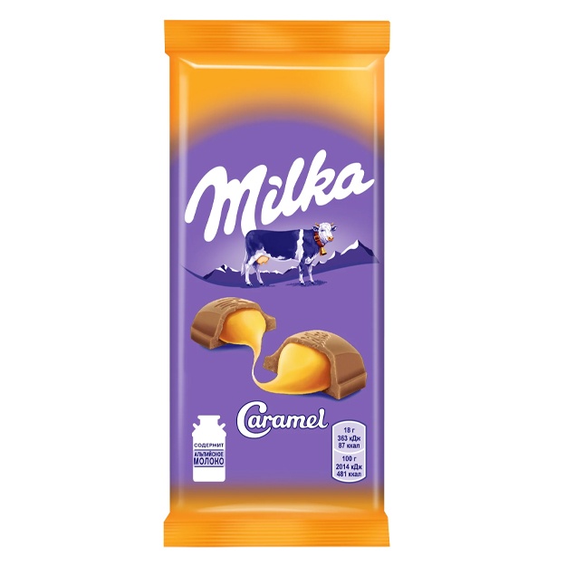 Шоколадная плитка MILKA молочный с карамелью 90г