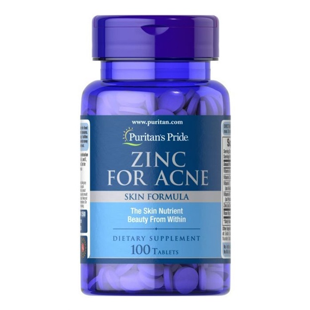 Akne uchun sink  ,Zinc for Acne, Puritan's Pride, 100 tabletka