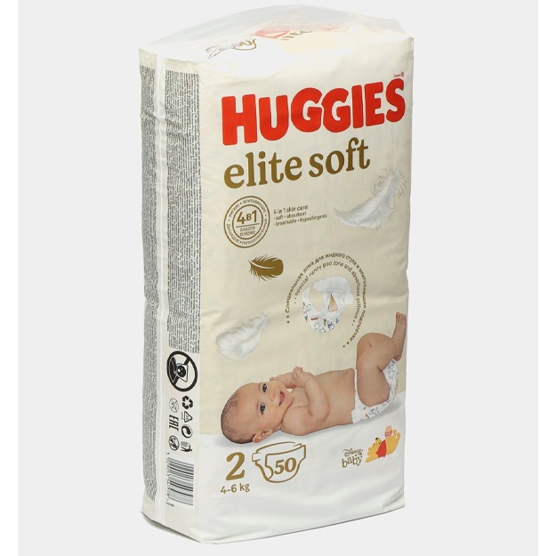Bolalar tagliklari Huggies Elite Soft 2, 4-6 kg, 50 dona
