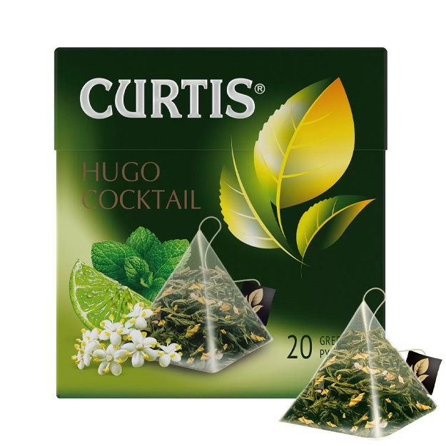 Yashil choy SURTIS Hugo kokteyli, yalpiz, ohak va oq gul aromati bilan, 20 dona.