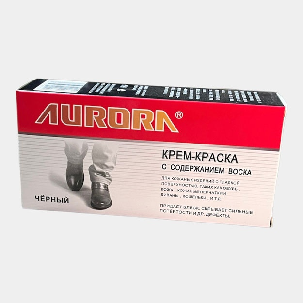 Крем-краска Aurora с содержанием воска, для кожаных изделий, с гладкой поверхностью