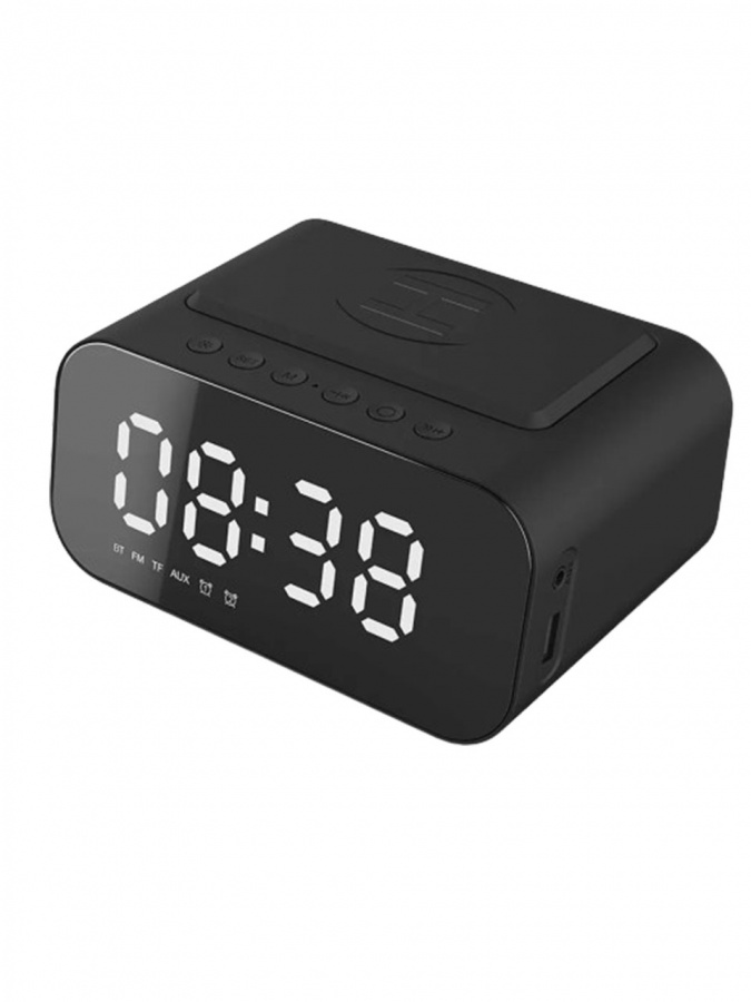 Simsiz zaryadlovchi, uyg‘otuvchi soat, Bluetooth karnay, LED aqlli raqamli soat, stol elektron soati, FM radio, USB tez zaryadlovchi