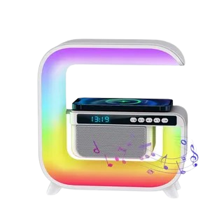 Нічний акумуляторний RGB G3 з бездротовою зарядкою 15W і Bluetooth колонкою 3W Настільна смарт лампа