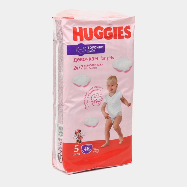 Huggies 5 ta panty tagliklari, qizlar uchun mega, 12-17 kg, 48 dona