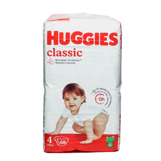 Подгузники Huggies Classic 4, 7-18 кг, 68