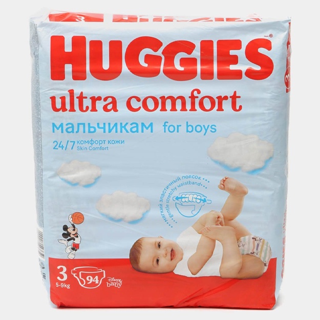Подгузники для мальчиков Huggies Ultra Comfort 3, "5-9 кг", 94 шт