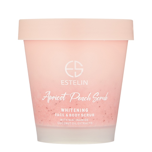 Skrab yuz va tana uchun, oqartuvchi Estelin Apricot Peach