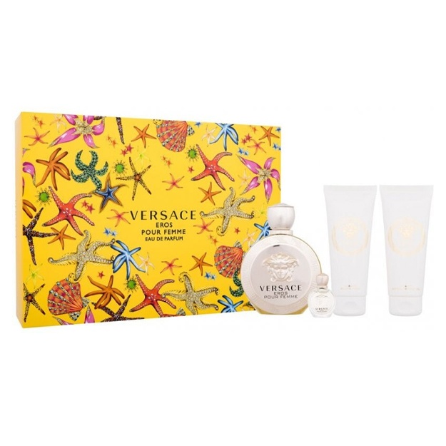 Versace Eros Pour Femme (W) Set  EDP 100ml + EDP Mini 5 ml + BL100 ml + SHG100ml