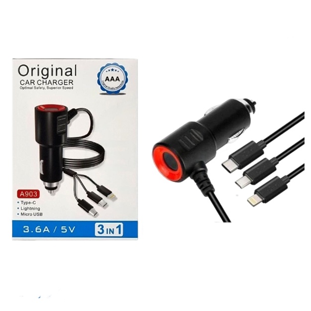 Avtomobil zaryadlovchi Car Charger A903 3in1