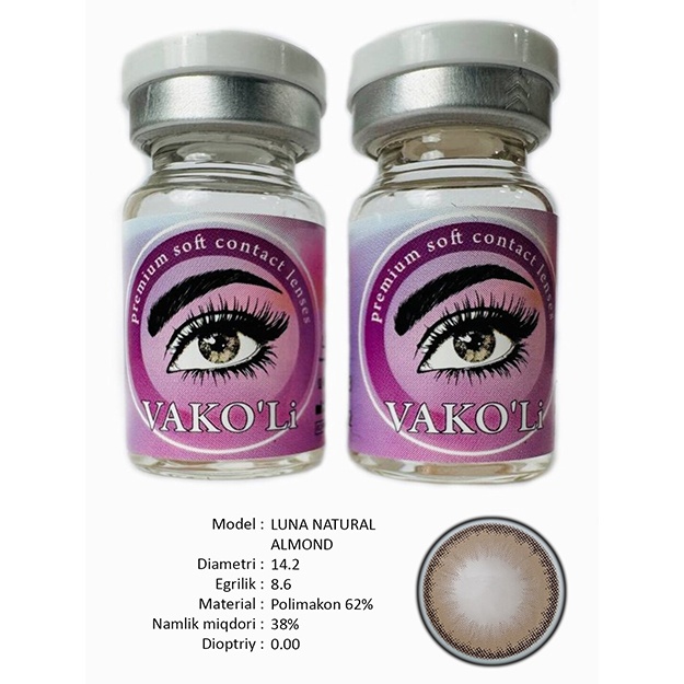 Rangli kontakt linzalari Vakoli LUNA NATURAL ALMOND 2 dona