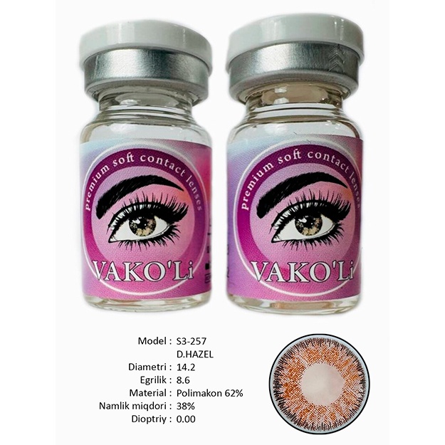 Rangli kontakt linzalari Vakoli S3-257 D.HAZEL 2 dona