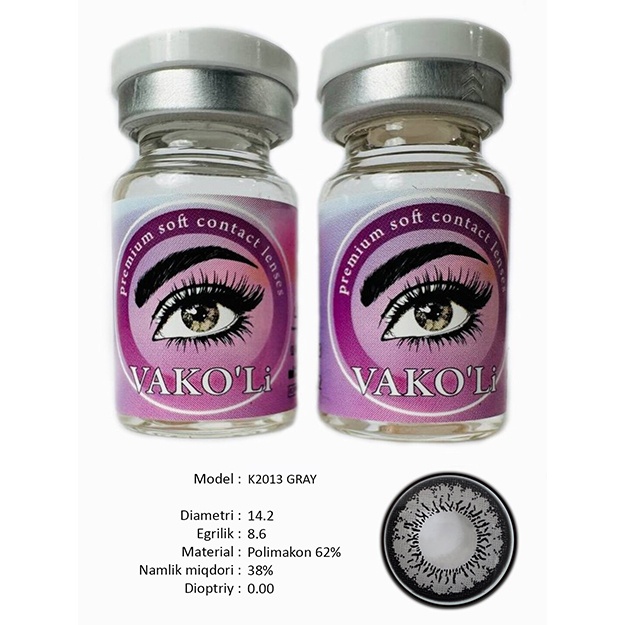 Rangli kontakt linzalari Vakoli KA0101 GRAY 2 dona
