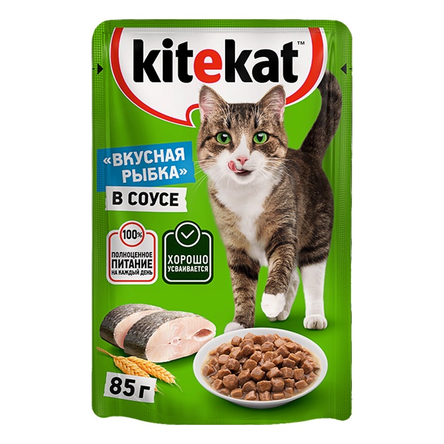 Влажный корм для кошек Kitekat усочками рыбы 5 шт