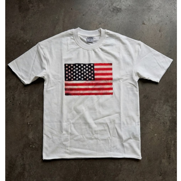 Erkaklar uchun “the USA flag” printli futbolka L qaymoq rang