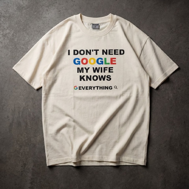 Мужская футболка с принтом «I Don’t Need Google» XXL молочный цвет