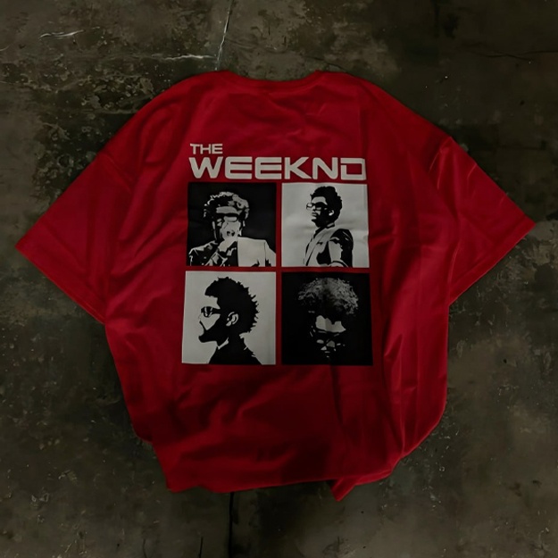 Мужская и женская футболка с принтом «The Weeknd» Red L