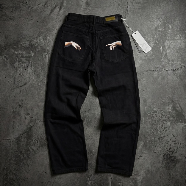 Универсальные мужские и женские джинсы baggy black M