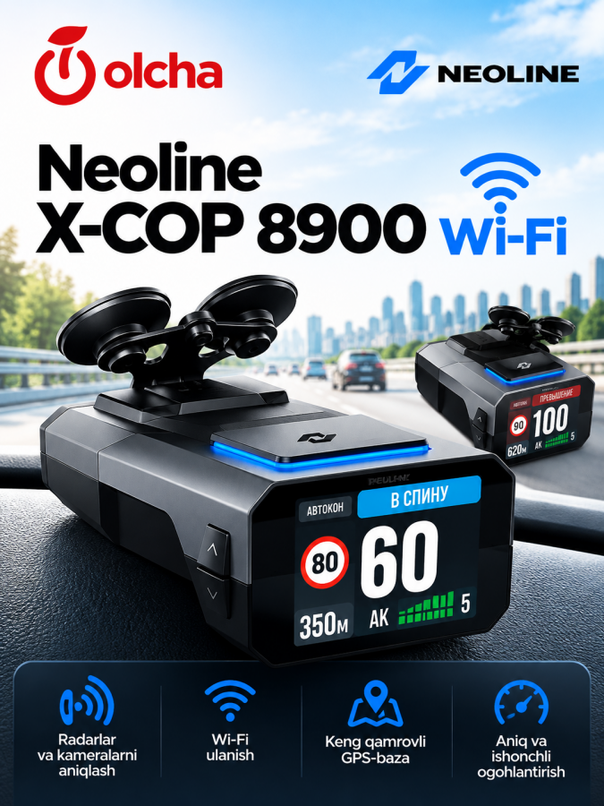 Radar detektori Neoline X-COP 8900 GPS bazasi va Wi-Fi bilan