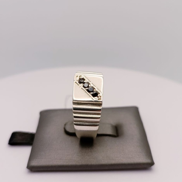 Rodiy bilan qoplangan 925 sterling kumushdan yasalgan qattiq erkaklar uzuk ART 1002