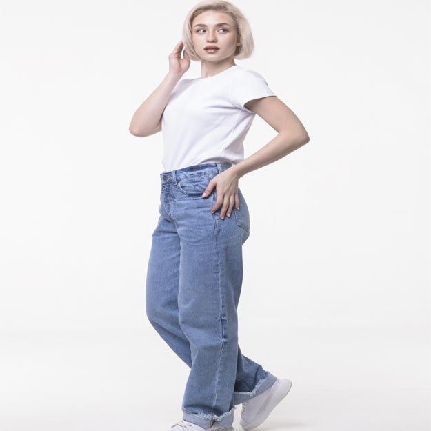 Ayollar jinsi shimlari Rumino Jeans, Wide Leg, keng oyoqli, paxmoqli, paxta, kundalik, ko‘k ART WMNRUMINO01 XS