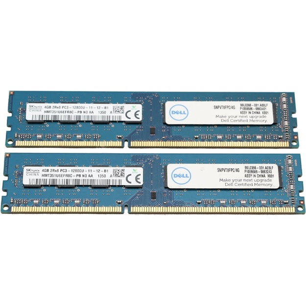 Operativ xotira 2 x 4GB (8GB Total) Hynix HMT351U6EFR8C-PB 4GB PC3-12800U (ikkinchi qo‘l)