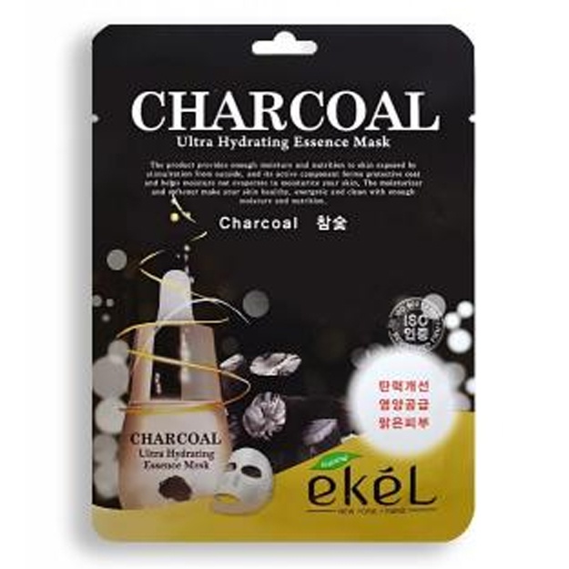 Тканевая маска с экстрактом древесного угля EKEL Charcoal Ultra Hydrating Essence Mask