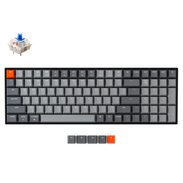 Simsiz mexanik klaviatura Keychron K4 (2-versiya) oq orqa yorug‘ligi Ko‘k