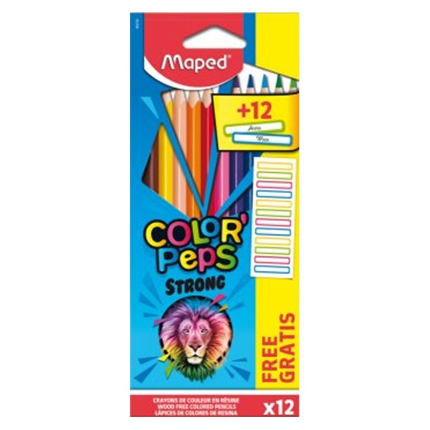 Карандаши цветные "Maped" (STRONG X12 + 12 FREE LABELS) 862725