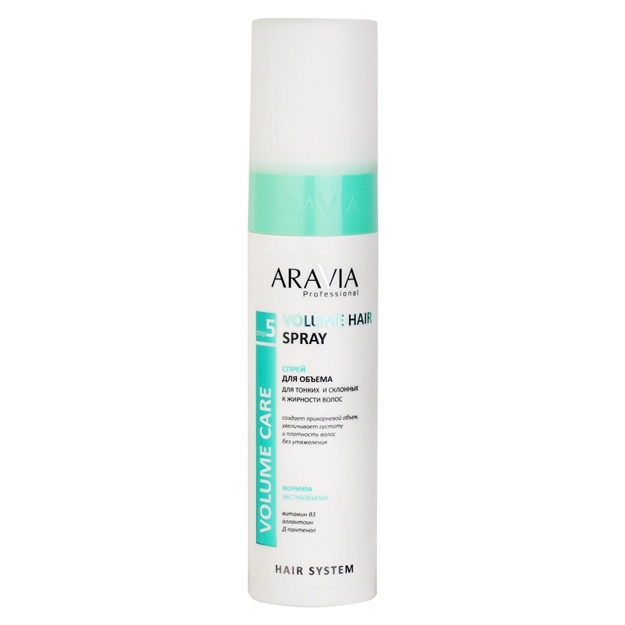 Yupqa va yog‘li sochlar uchun hajm beruvchi sprey Aravia Professional Volume Hair Spray 250ml