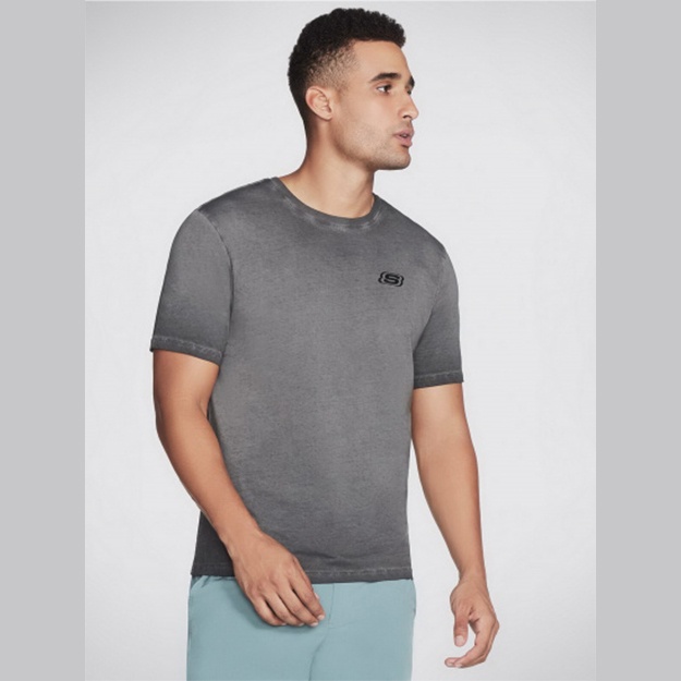 Erkaklar Futbolkasi Original Skechers MEN'S KNIT FADED WASHED TEE ART M1TS156-BLK L