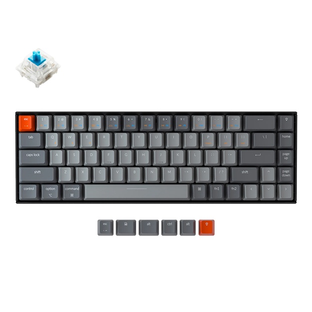 Simsiz mexanik klaviatura Keychron K6 Gateron  Mechanical Keyboard  White LED Red Russian Layout 68 key