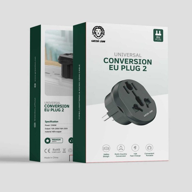 Universal konvertatsiya Green Lion EU Plug 2 2500W 10A