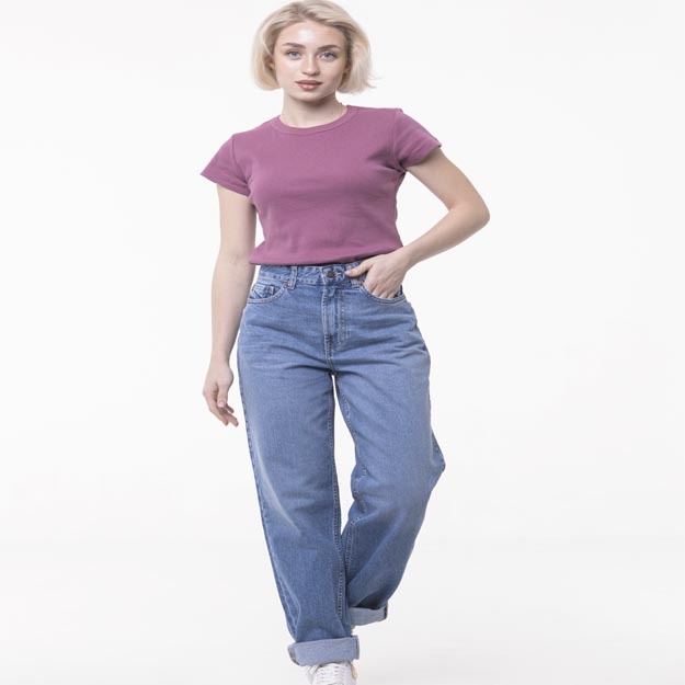 Ayollar jinsi shimlari Rumino Jeans, Wide Leg, keng oyoqli, paxmoqli, paxta, kundalik, ko‘k ART WMNRUMINO02 S