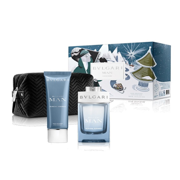 Bvlgari Man Glacial Essence (M) Set EDP 100 ml + Aftershave Balm 100 ml + Pouch