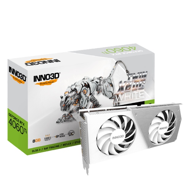 Видеокарта Inno3D 8GB GeForce RTX 4060Ti TWIN X2 OC WHITE 128Bit GDDR6