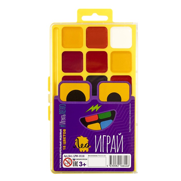 Краска акварель "Лео" "Играй" медовые, без кисти LPW-0118 18 цв