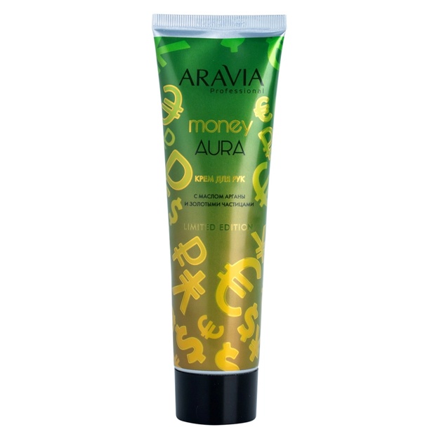Argan yog‘i va oltin zarralari bilan qo‘l kremi Aravia Professional Money Aura 100ml