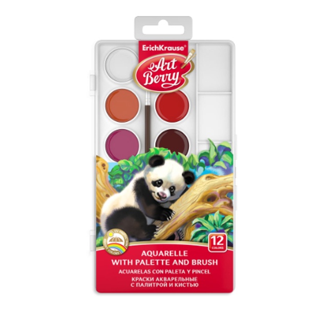 ArtBerry akvarel bo‘yoqlari UV himoyasi, yorqinligi, palitrasi va cho‘tkasi bilan 12 ta rang (41726)