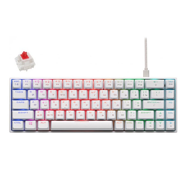 Simsiz klaviatura 2E Gaming KG380 RGB Gateron Red Switch BT/USB White Ukr