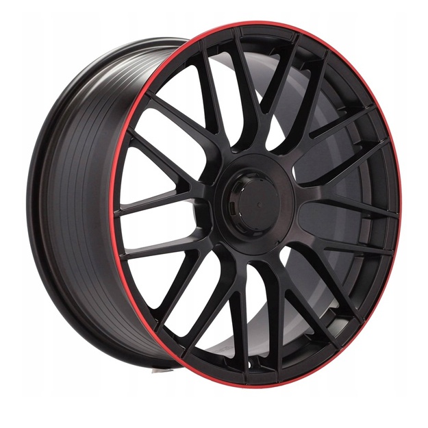 Diska mashina uchun R17 79002 5-112 MATT BLACK LIP RED 4 ta