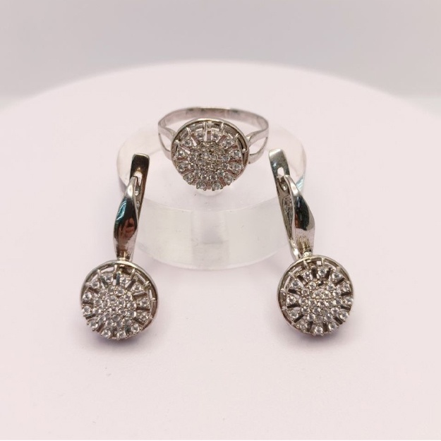 Rodiy bilan qoplangan 925 sterling kumushning original to‘plami ART 1003